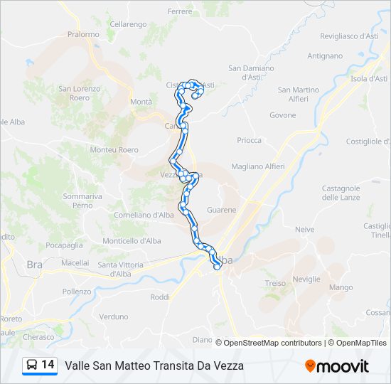 Percorso linea bus 14