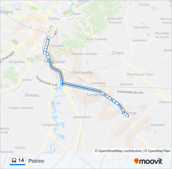 Percorso linea bus 14