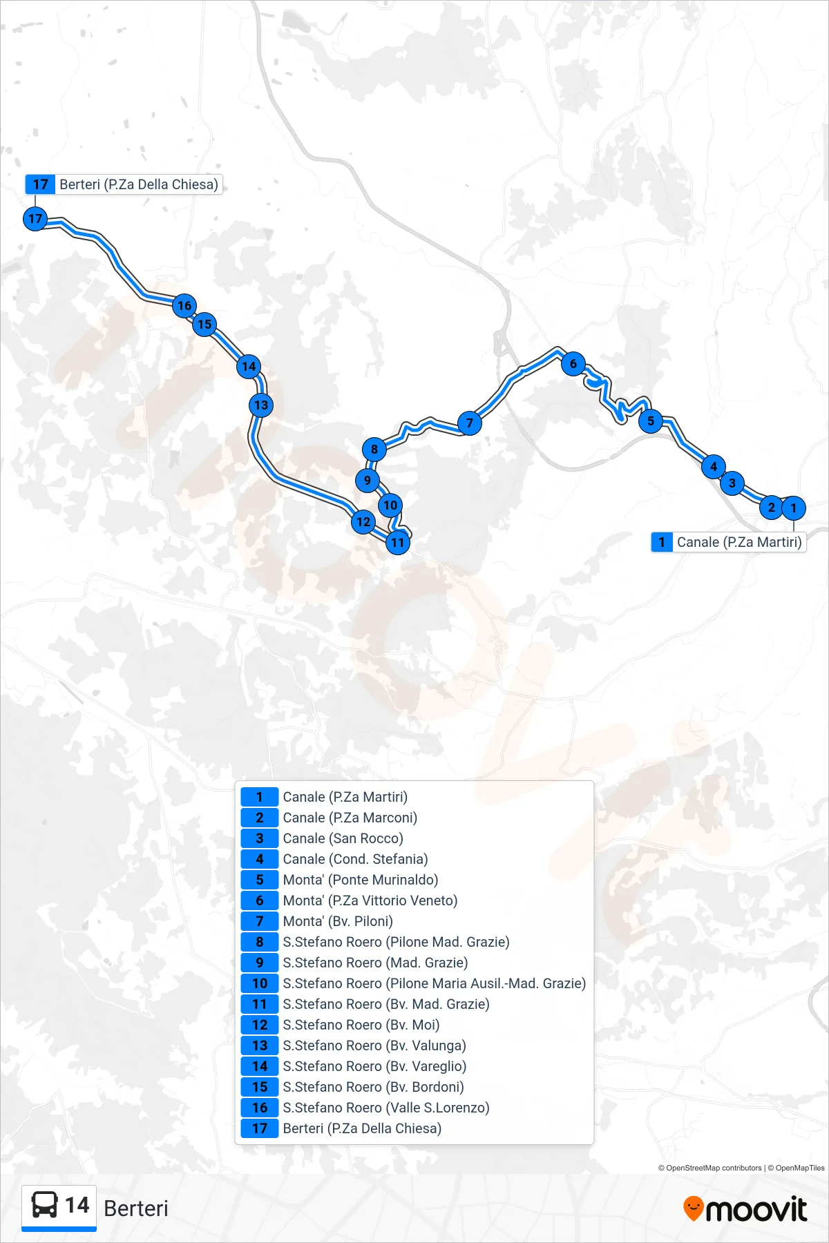 Linea 14 bus (Berteri) - Percorsi e fermate sulla mappa