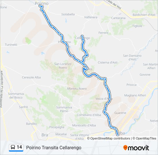 Percorso linea bus 14
