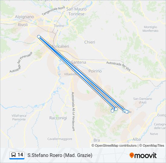 Percorso linea bus 14