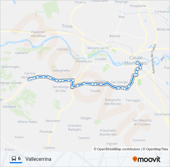 Percorso linea bus 6