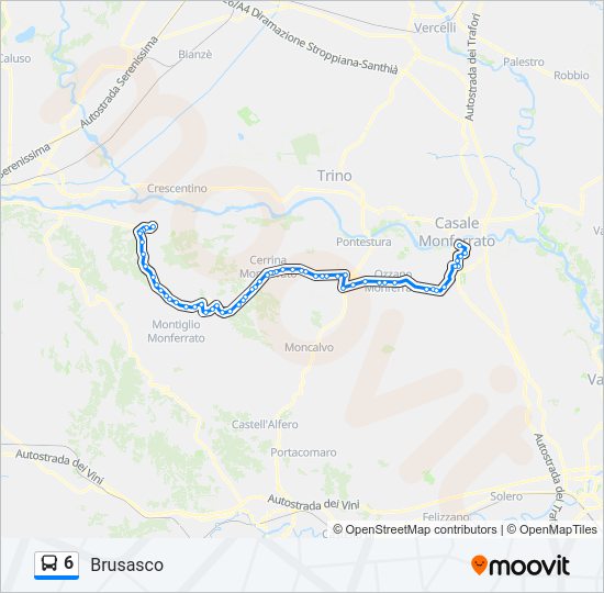 Percorso linea bus 6