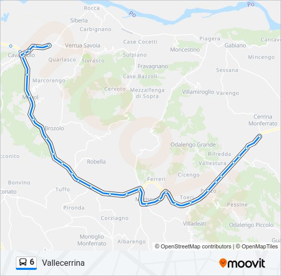 Percorso linea bus 6