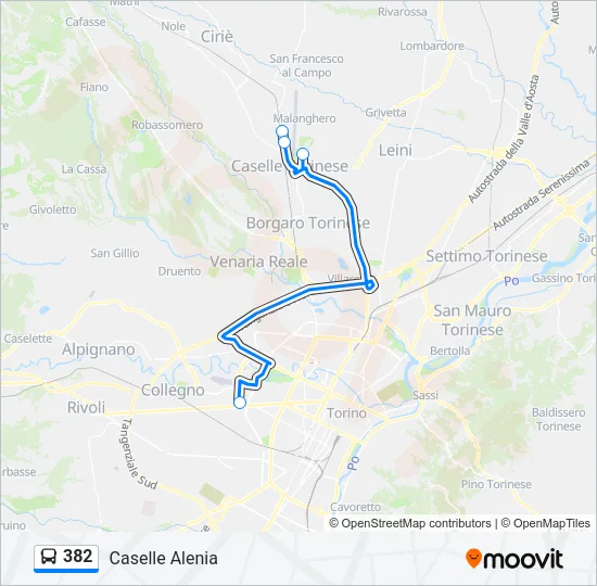 382 Bus Line Map