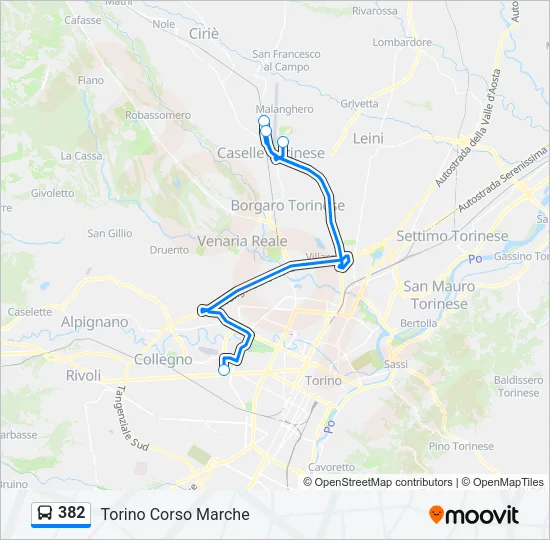 382 Bus Line Map