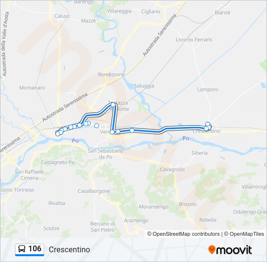 Percorso linea bus 106