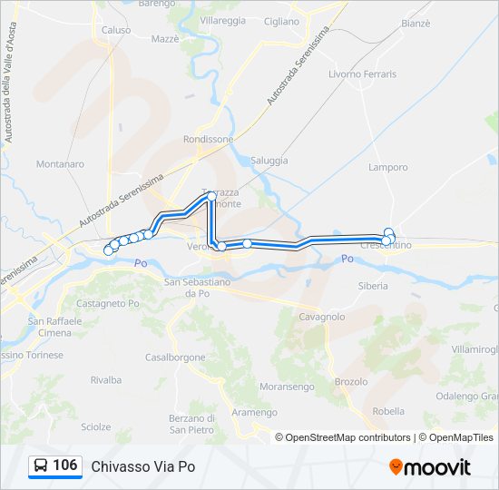 Percorso linea bus 106