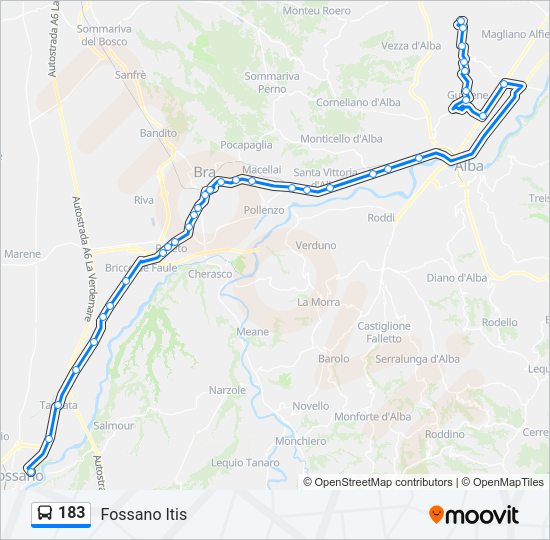 Percorso linea bus 183