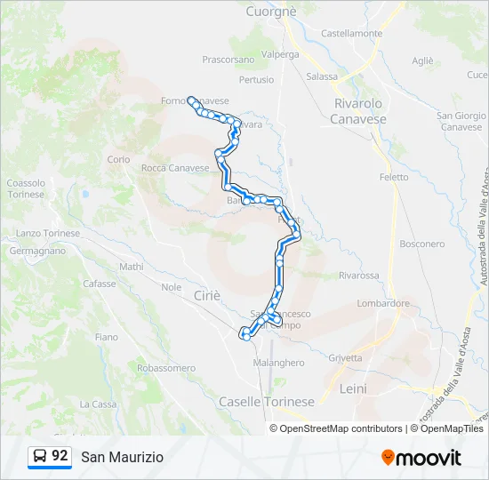 92 Bus Line Map