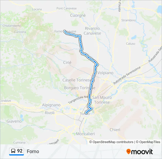 92 Bus Line Map