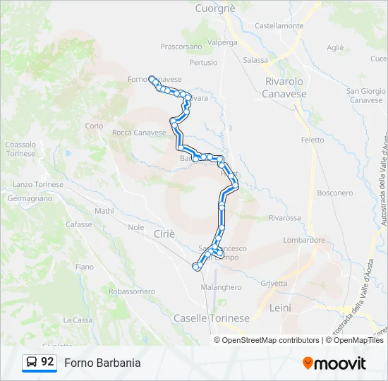 92 Bus Line Map