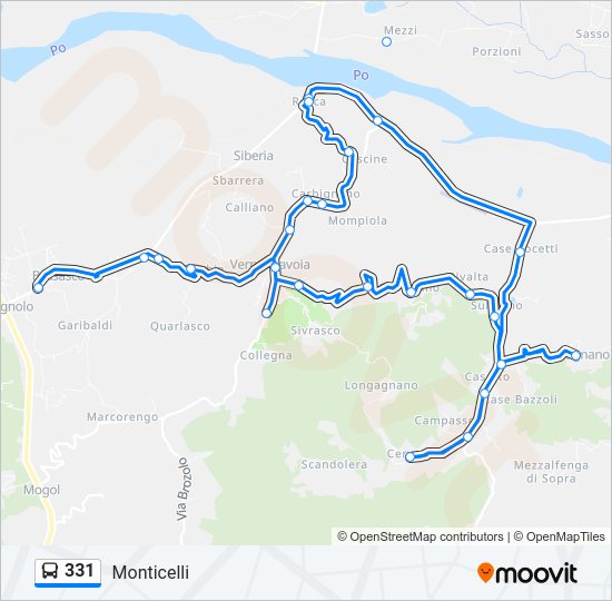 Percorso linea bus 331