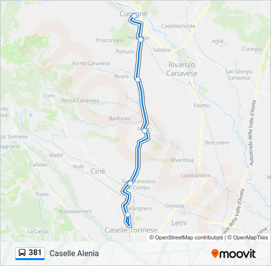 381 Bus Line Map