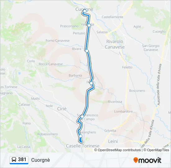 381 Bus Line Map