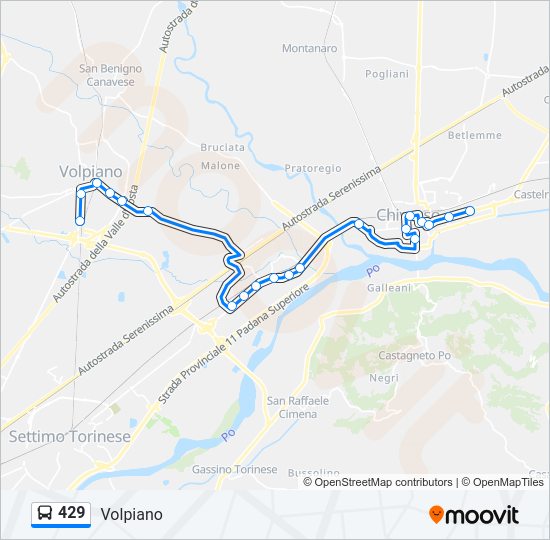 Percorso linea bus 429