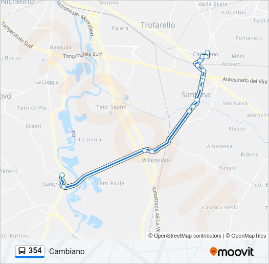 Percorso linea bus 354