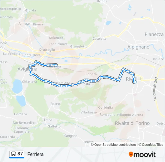 87 Bus Line Map