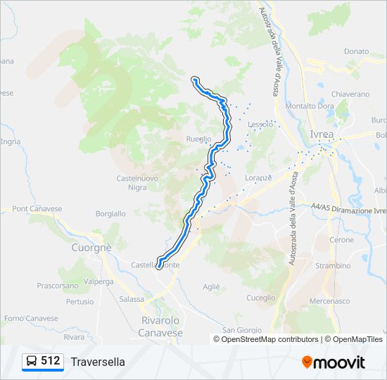 Percorso linea bus 512