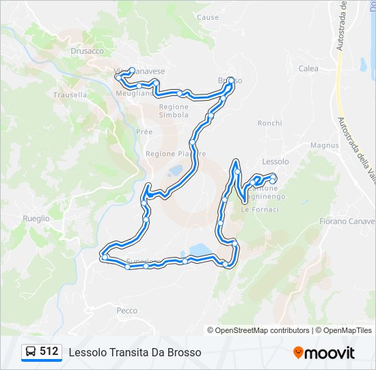 Percorso linea bus 512