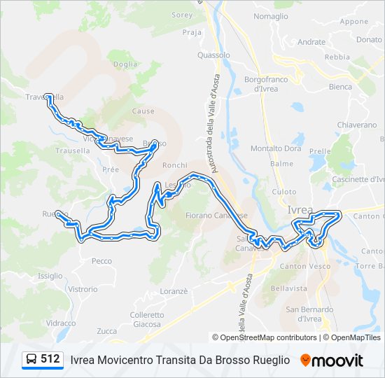 Percorso linea bus 512