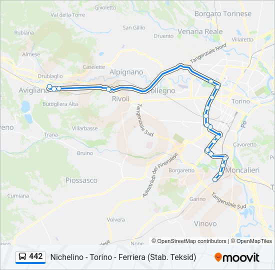 Percorso linea bus 442