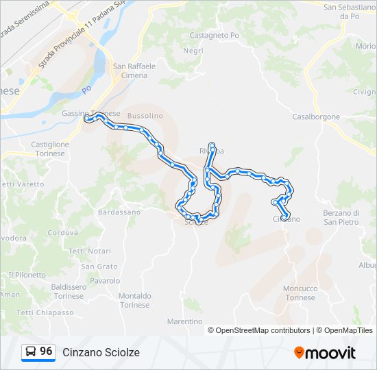 Percorso linea bus 96