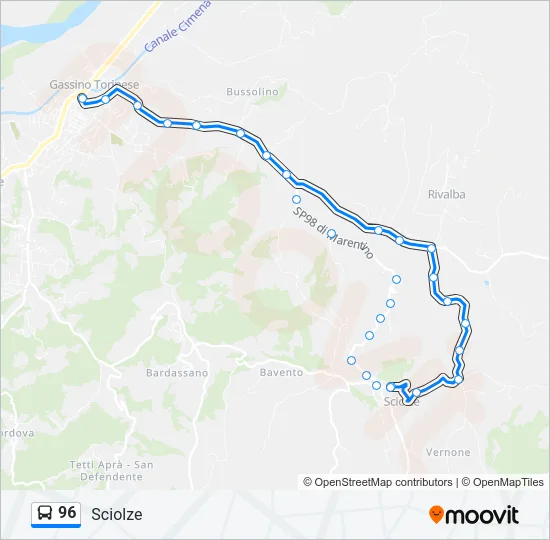 96 Bus Line Map