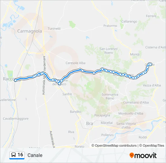 16 Bus Line Map