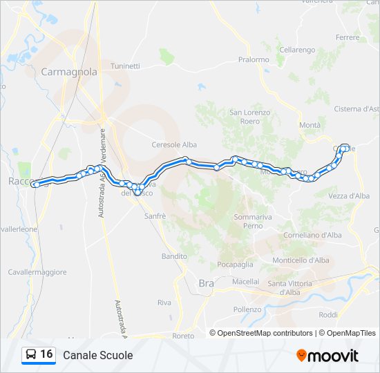 Percorso linea bus 16