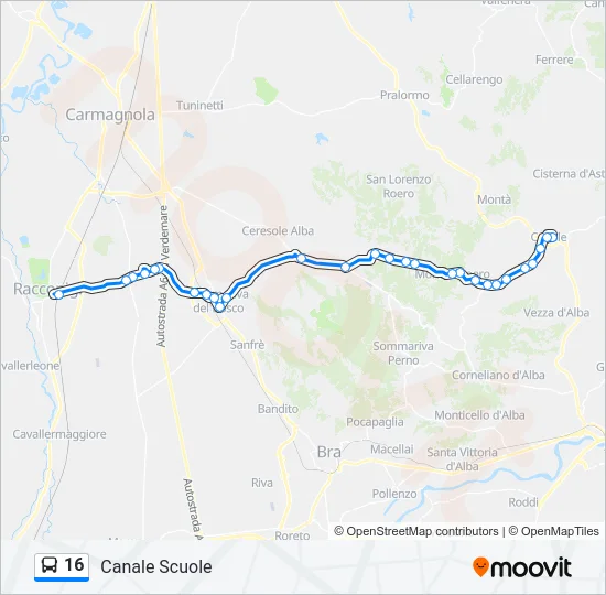 16 Bus Line Map