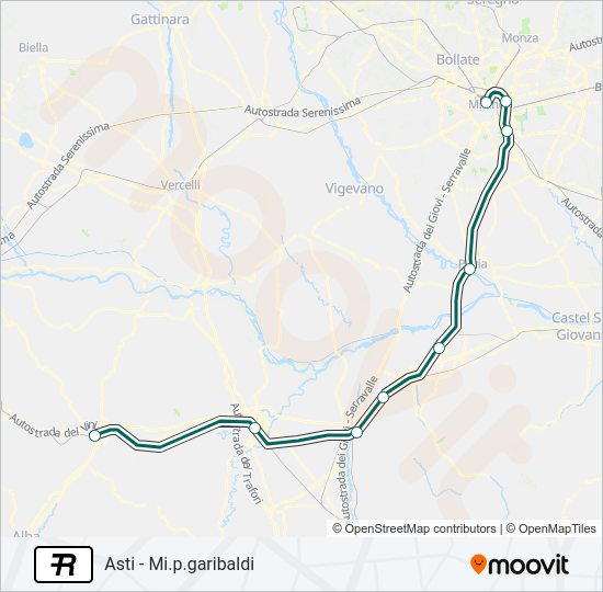 Percorso linea treno R