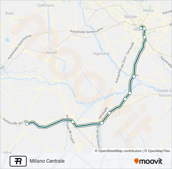 Percorso linea treno R