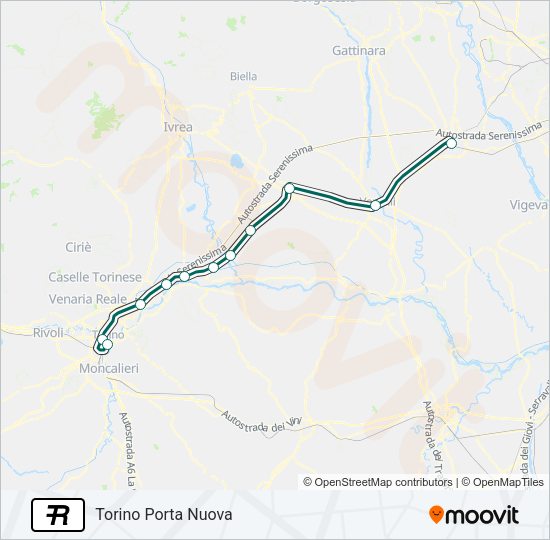 Percorso linea treno R