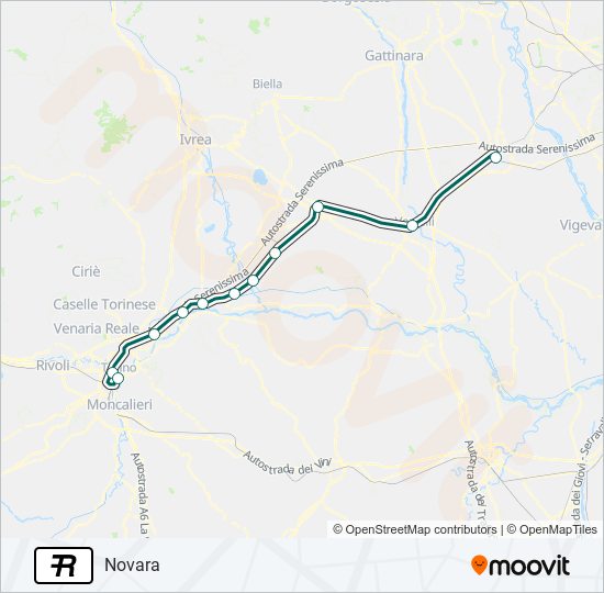 Percorso linea treno R