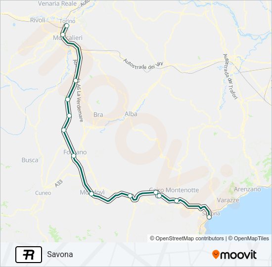 Percorso linea treno R