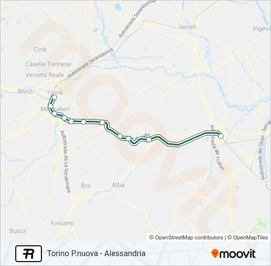 Percorso linea treno R