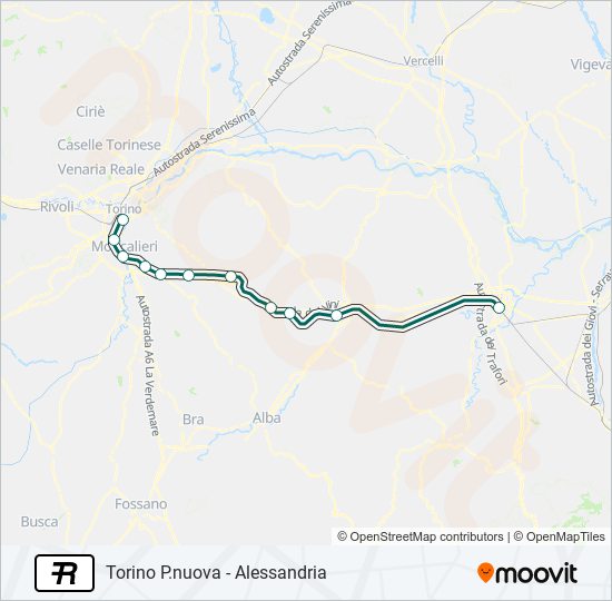 Percorso linea treno R