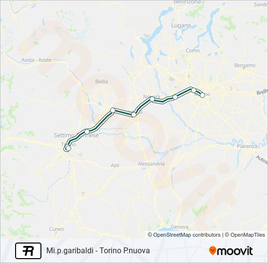 Percorso linea treno R