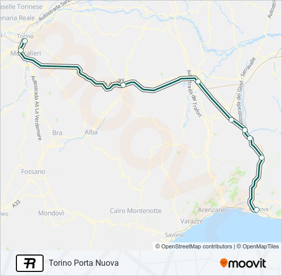 Percorso linea treno R