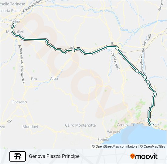 Percorso linea treno R