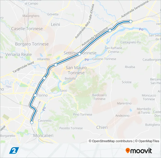 Percorso linea treno SFM2