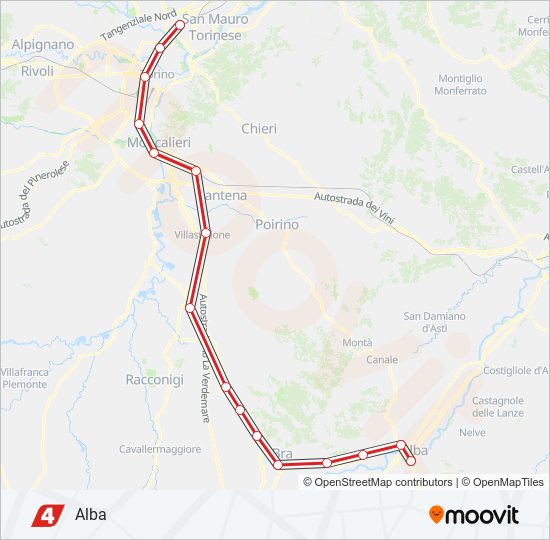 Percorso linea treno SFM4