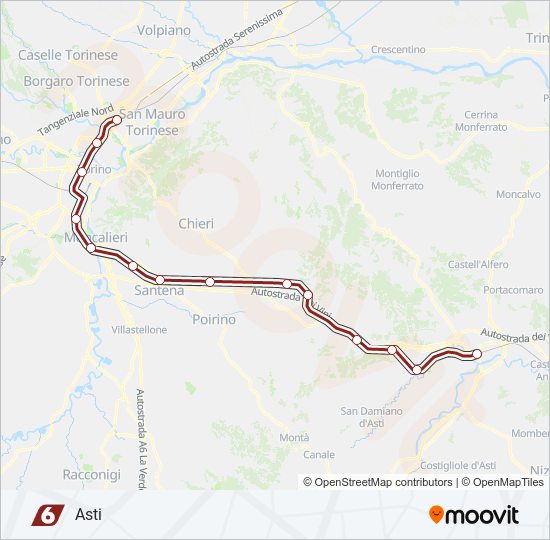 Percorso linea treno SFM6