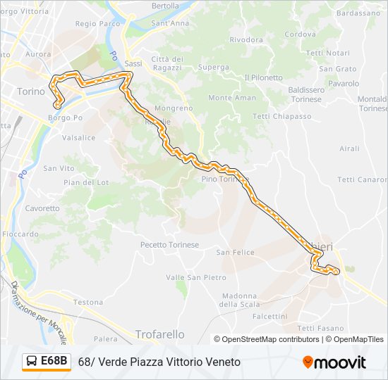Percorso linea bus E68B