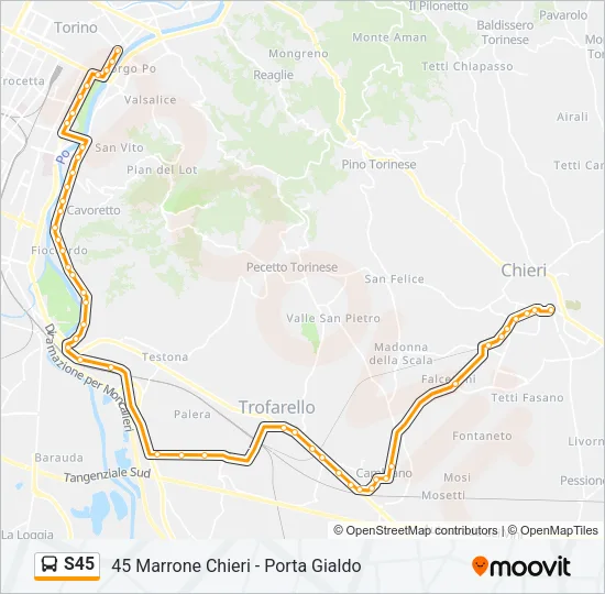S45 Bus Line Map