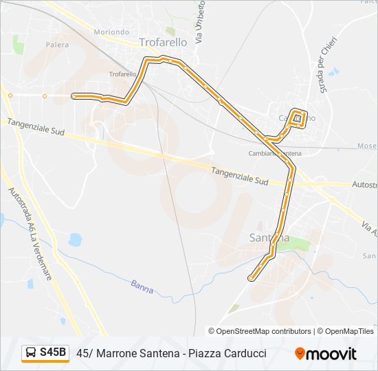 Percorso linea bus S45B