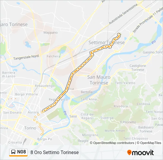 N08 Bus Line Map