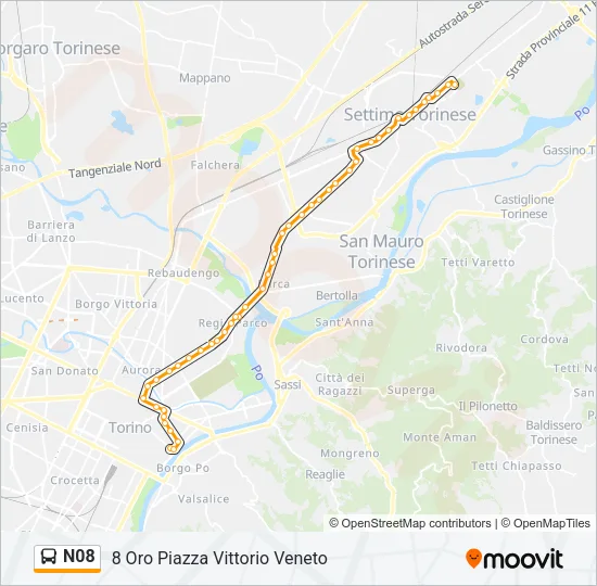 N08 Bus Line Map