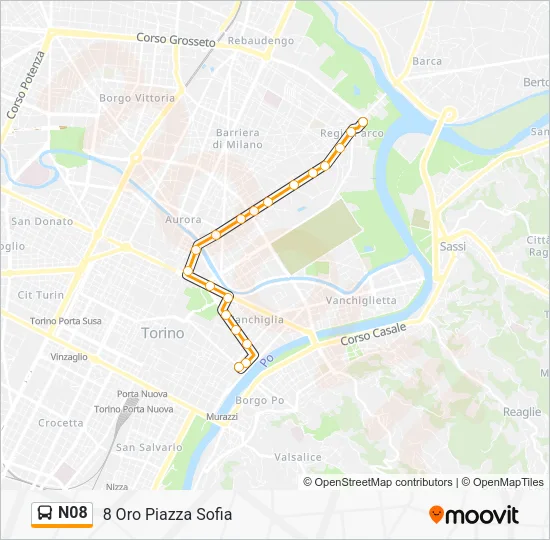 N08 Bus Line Map